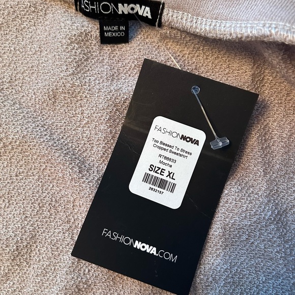 NWT Fashion Nova Too Blessed To Stress Cropped Sweatshirt XL - Picture 9 of 12